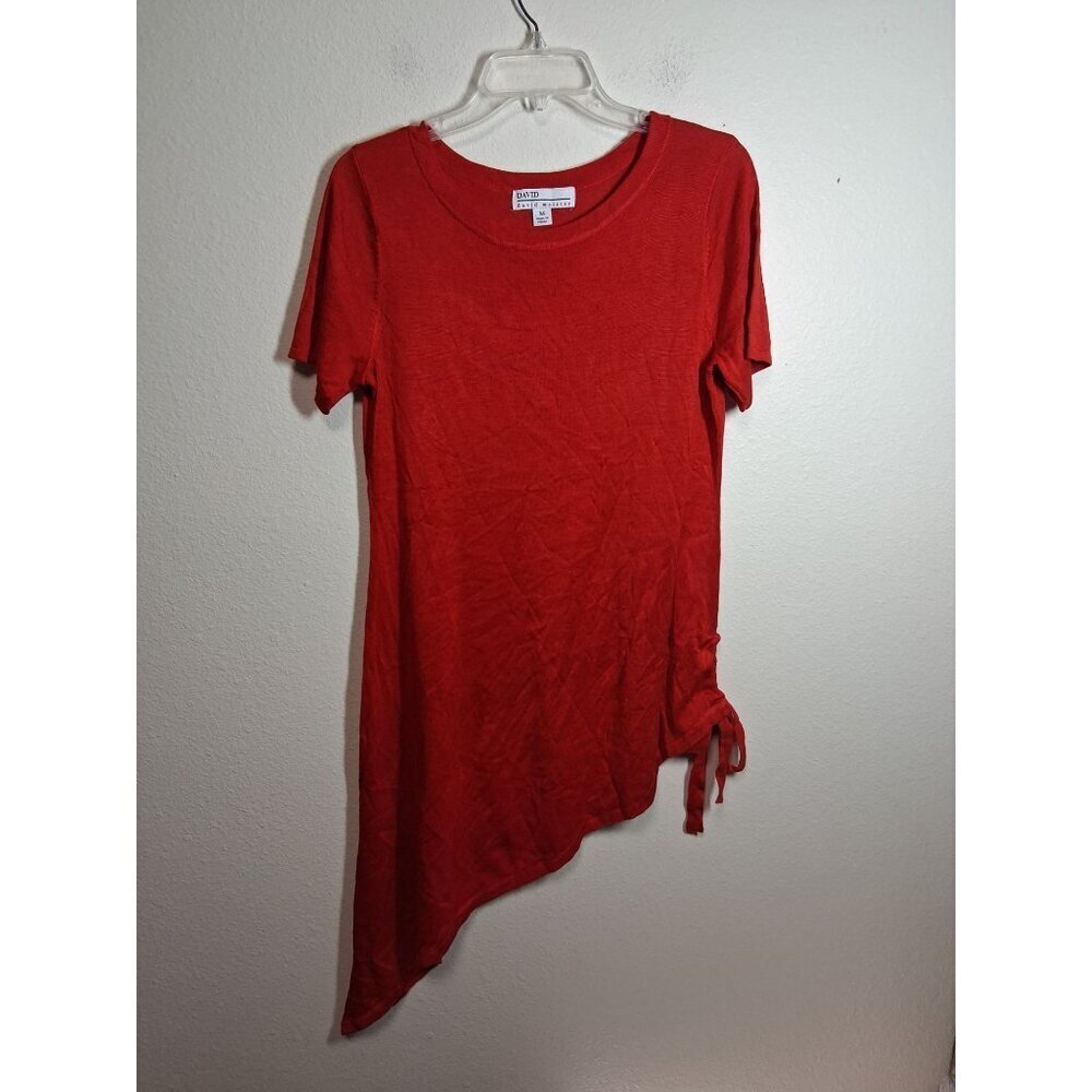 NWOT David Meister Blouse Knit Business Casual Asymmetric Red Size Medium